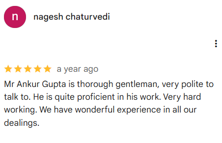 Screenshot of Google Review by Dr. Nagesh Chaturvedi on assistance received in his & his wife's UK Visitor Visa, family's air-travels (domestic & international), hotel booking (with-in India) and consultancy provided on related arrangements.